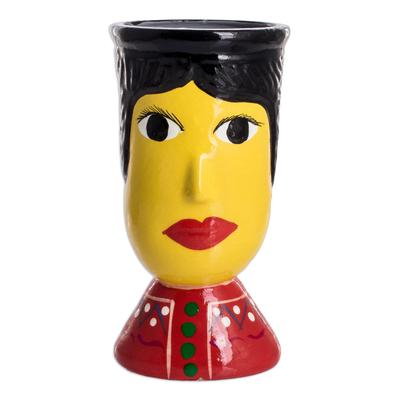 St. Louis,'Double Face Ceramic Flower Pot Hand-Painted in Guatemala'