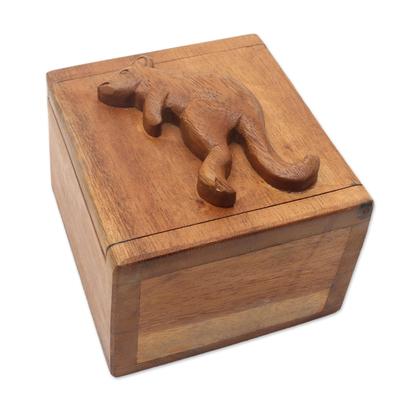 Kangaroo,'Decorative Wood Box with Kangaroo Hinged Lid'
