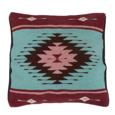 Cultural Geometry,'Geometric Handwoven Wool Cushion Cover from Mexico'