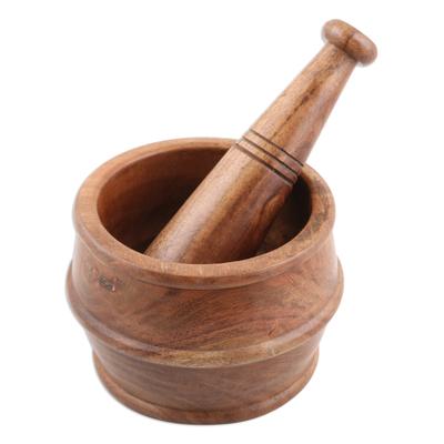Traditional Essence,'Wood Mortar and Pestle Hand Crafted in India'
