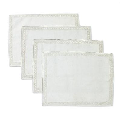 Alabaster Classic,'Alabaster White 100% Handwoven Cotton Placemats (Set of 4)'