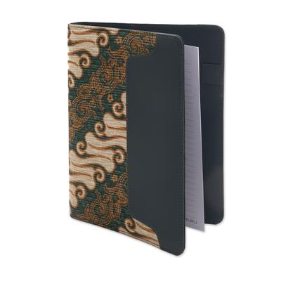 Lovely Thoughts,'Green Faux Leather Planner with Cotton Batik Print'