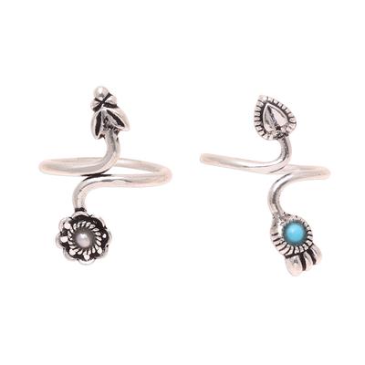 Twin Glory,'Cultured Pearl and Sterling Silver Toe Rings from India'