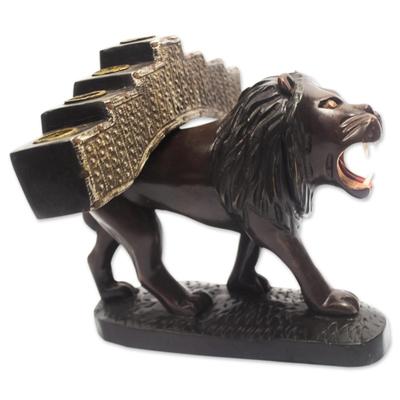 Lion's Light,'Hand Crafted Lion Candleholder from West Africa'