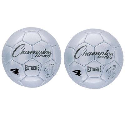 Champion Sports kids Extreme Soccer Ball, Size 4, Silver, Pack Of 2 Plastic in Gray | 9 H x 8.75 W x 8 D in | Wayfair CHSEX4SL-2