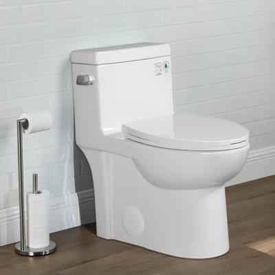 Upiker 1.28 GPF Elongated Comfort Height Floor Mounted One-Piece Toilet (Seat Included), Ceramic in White | 29.13 H x 15.16 W x 27.95 D in | Wayfair