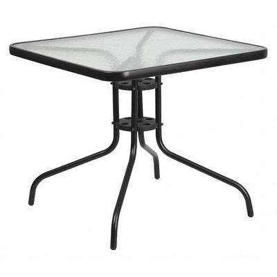 FLASH FURNITURE TLH-073A-2-GG Barker 31.5'' Square Tempered Glass Metal Table