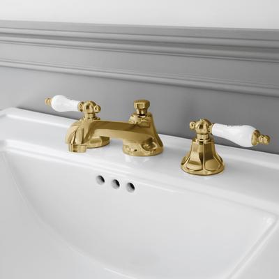 Randolph Morris Deco Widespread Bathroom Sink Faucet - Porcelain Lever Handles RMB616PL-BB