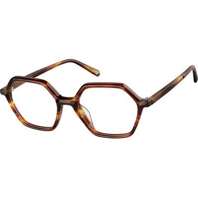 Zenni Geometric Prescription Glasses Tortoiseshell Plastic Full Rim Frame