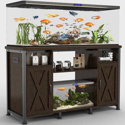 Tucker Murphy Pet™ Earlena 50-75 Gallon Fish Tank Stand w/ Power Outlets,52" L x 19.7" W Tabletop, 880LBS Capacity in Brown | Wayfair