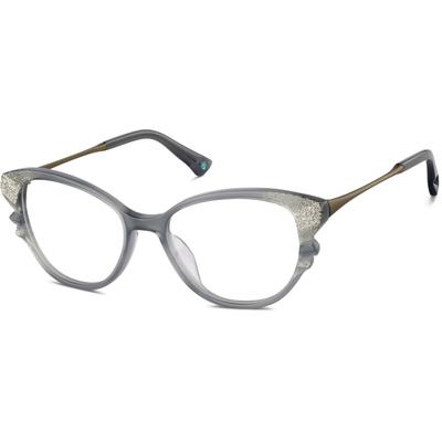 Zenni Women's Cat-Eye Prescription Glasses Gray Mixed Full Rim Frame