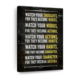Elephant Stock Famous Quotes Watch Your Thoughts Quote On Canvas Print Canvas | 12 H x 8 W x 1 D in | Wayfair RV-234_watch-your-thoughts-quote