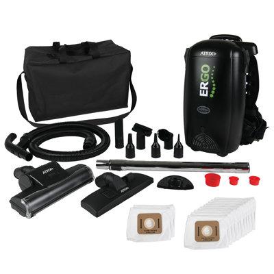 Atrix International Atrix Commercial 8-Qt Ergo Backpack Vacuum & Blower w/Multi-surface Accessory Bundle in Black/Brown | Wayfair C8EVB