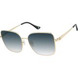 Zenni Women's Oversized Square Rx Sunglasses Gold Stainless Steel Full Rim Frame