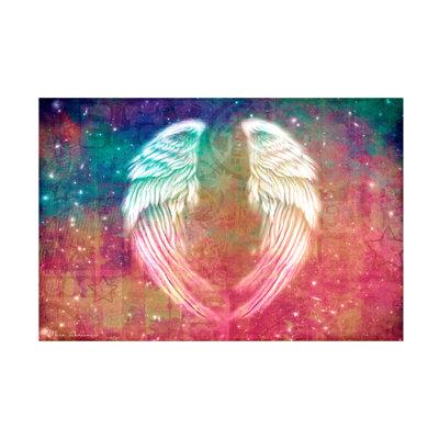 Winston Porter Angel Wings On Canvas by Mark Ashkenazi Print Canvas in Black/Green/Red | 12 H x 19 W x 2 D in | Wayfair