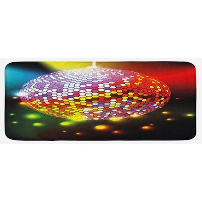 East Urban Home Vibrant Colorful Disco Ball Nightclub Celebration Party Dance & Music Print Multicolor Kitchen Mat, Polyester | Wayfair