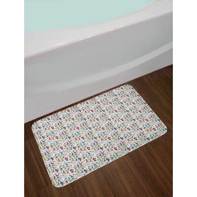 East Urban Home Jumble Winter Sports Accessories & Clothes Bath Rug Polyester in Blue/Gray, Size 29.5 W x 29.5 D in | Wayfair