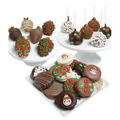 Christmas Chocolate Covered Trio - Strawberries, Oreos, and Cake Pops