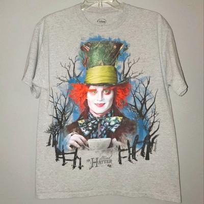 Disney Shirts | Disney Johnny Depp As The Mad Hatter Tee | Color: Blue/Gray | Size: Xl