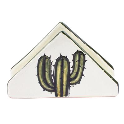 Saguaro,'Hand Painted Cactus Napkin Holder'