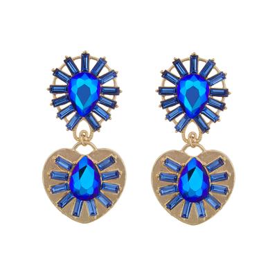 Women's Teardrop Baguette Gem Drop Earrings by Eloquii in Gold + Blue Multi (Size NO SIZE)
