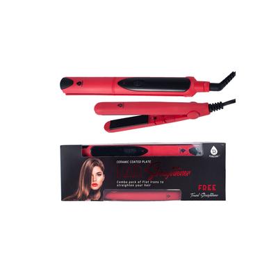 Plus Size Women's Dual Value Pack Hair Straightener Includes Travel Hair Strightener by Pursonic in Red