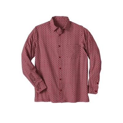 Men's Big & Tall Performance Woven Button Down by KingSize in Burgundy Geo (Size 2XL)