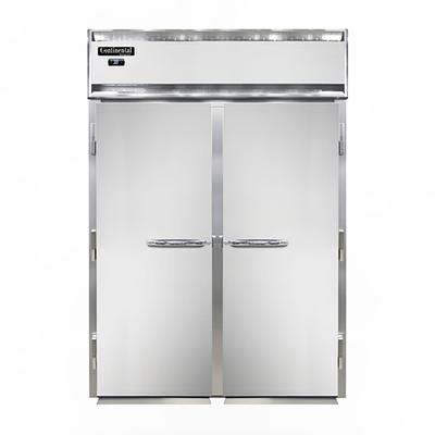 Continental DL2FI-SA-E 68 1/2" 2 Section Roll In Freezer, (2) Solid Doors, 115/208-230v, Silver