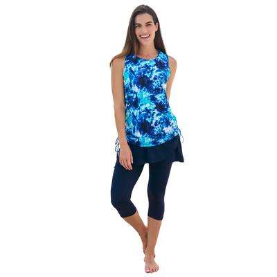 Plus Size Women's Chlorine Resistant Swim Tank Coverup with Side Ties by Swim 365 in Multi Underwater Tie Dye (Size 34/36) Swimsuit Cover Up