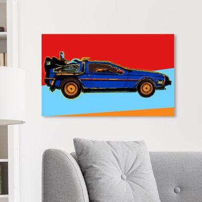 17 Stories Automobiles Warhol Style Delorean Sports Car - Painting Print on Canvas in White/Brown | 36 H x 20 W x 1.5 D in | Wayfair