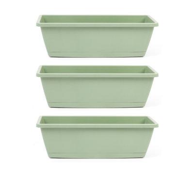 Arlmont & Co. Safian Window Box Planter w/ Garden Tools Set of 3 Plastic in Green | 5.9 H x 19.7 W x 7.5 D in | Wayfair