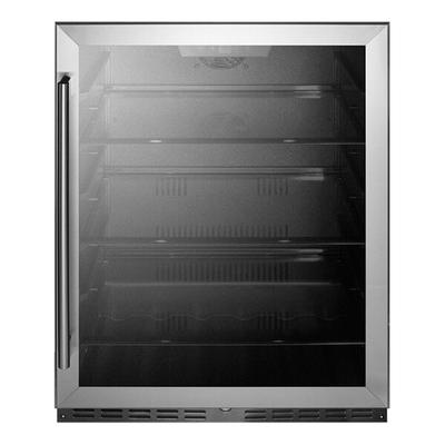 Summit Appliance AL57GCSS 24  Stainless Steel ADA-Height Built-In Undercounter Glass Door Beverage Refrigerator - 115V