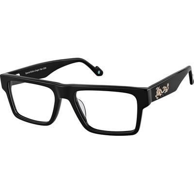 Zenni Men's Rectangle Prescription Glasses Black Plastic Full Rim Frame