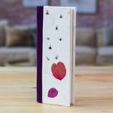 Spring Thoughts,'Handcrafted Leafy and Floral Purple Amate Paper Notebook'