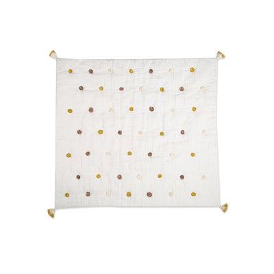 36" x 36" Pom Pom Baby Blanket & Brown, By Crane Baby 100% Cotton in White | 1 H x 36 W in | Wayfair BC-120BL-1