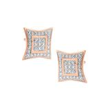 Women's Rose Gold Plated Sterling Silver Diamond Accented 4Stone Four Pointed Star Shaped Halostyle Stud Ear by Haus of Brilliance in Rose Gold