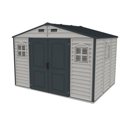 Duramax Building Products 10.5 ft. W x 8 ft. D Plastic Storage Shed in Gray | 91.8 H x 125 W x 94.37 D in | Wayfair 30227