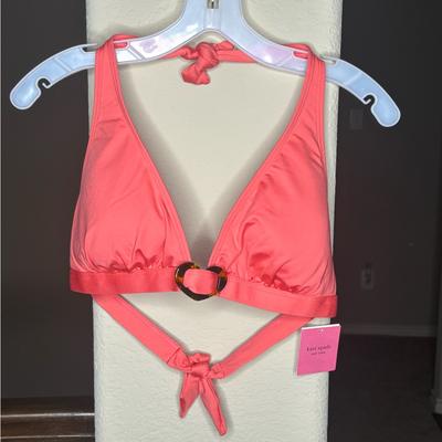 Kate Spade Swim | Kate Spade Coral Bikini Top With Tortoise Shell Hardware Nwt | Color: Orange/Pink | Size: Xl
