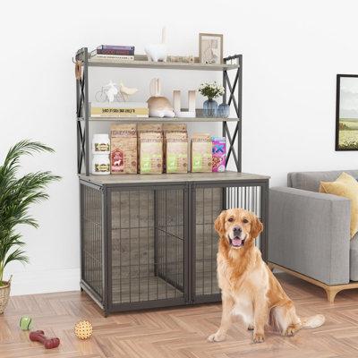 Tucker Murphy Pet™ Wooden Dog Crate End Table w/ Flip Top & Movable Divider in Gray | 63.7 H x 42.5 W x 27.1 D in | Wayfair