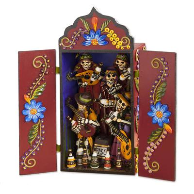 Musical Caravan,'Wood and Ceramic Day of the Dead Music Retablo from Peru'