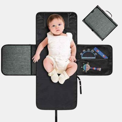 Vigor Perfect Baby Shower Gift Portable Diaper Waterproof Travel Changing Pad For Baby - Bulk 3 Sets - Black