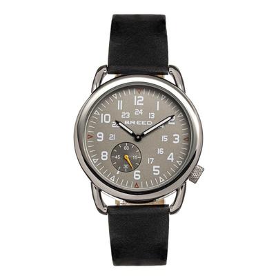 Breed Watches Breed Regulator Leather-Band Watch w/Second Sub-dial - Black