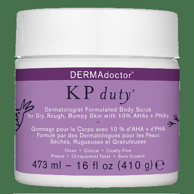 DERMAdoctor KP Duty Body Scrub Exfoliant for Keratosis Pilaris and Dry, Rough, Bumpy Skin with 10% AHAs + PHAs - 16 OUNCE