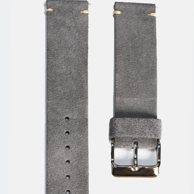 Curated Basics 18mm // 20mm Gray Suede Leather Traditional 2pcs Strap - Grey