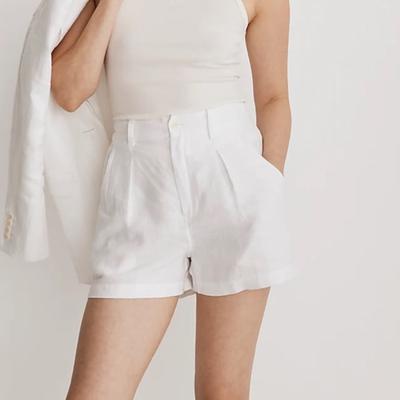 Madewell Shorts | Nwot Madewell The Neale Short In 100% Linen White Size 0 | Color: White | Size: 0