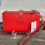 Michael Kors Bags | Mk Jet Set Travel Double Zip Wrstl Smartphone Case Wallet Flame | Color: Gold/Red | Size: Large