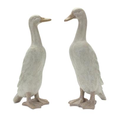 Distressed Stone Standing Duck Garden Statue (Set Of 2) by Melrose in Grey