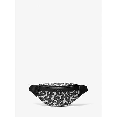 Michael Kors Hudson Leopard Logo Sling Pack Black One Size