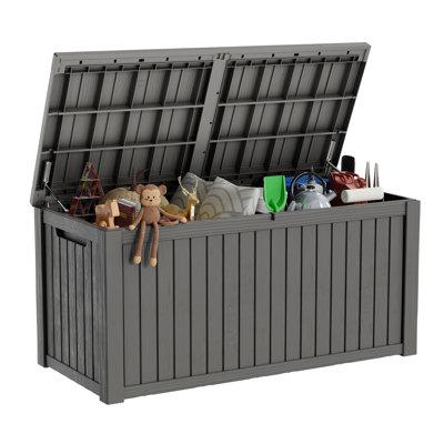 Deck Box 180 Gallons Resin Lockable Deck Box Resin | 28.4 W x 29.1 D in | Wayfair 180 Gallon Grey