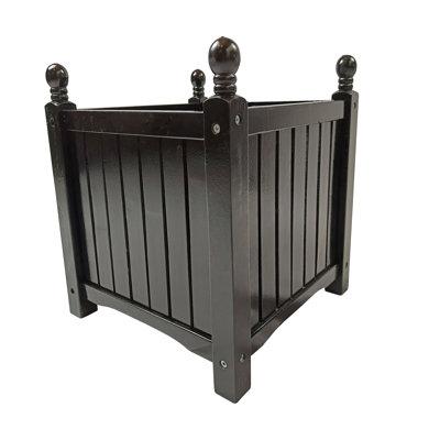 Ebern Designs Shayln Solid Wood Planter Box in Black | 18.5 H x 15.75 W x 15.75 D in | Wayfair D34D59DB7FFF4E5087115775AD7431A8